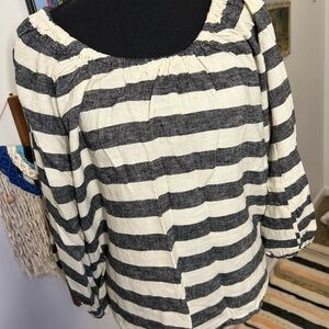 Who What Wear Black and Cream Striped Blouse